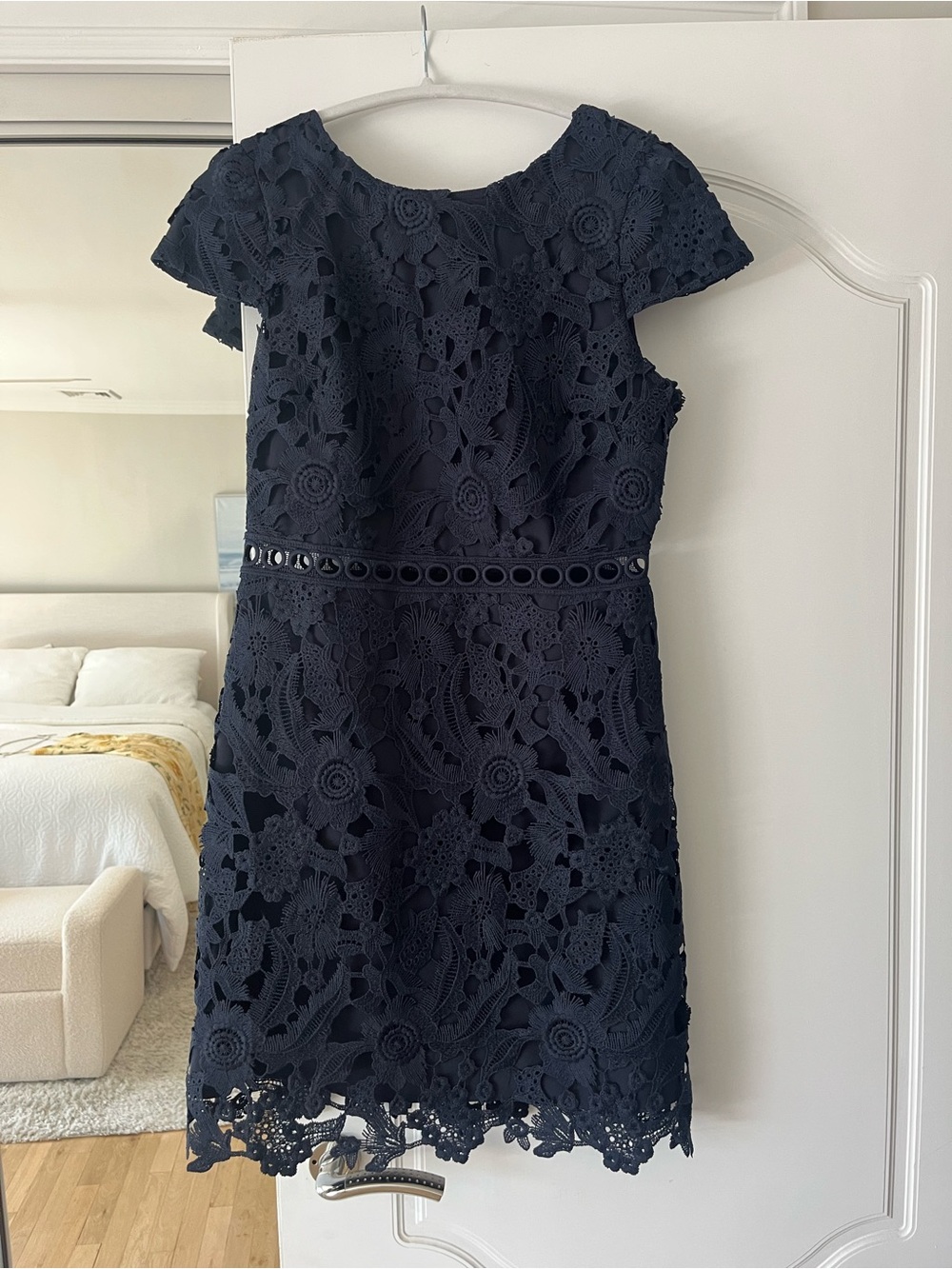 Sam Edelman Navy Crochet Floral Mini Dress